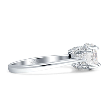 Trilogy Ring Round Pear Teardrop Cubic Zirconia 925 Sterling Silver Wholesale